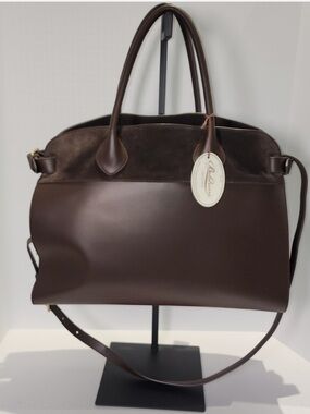 BOLDRINI BROWN LEATHER AND SUEDE TOTE BAG